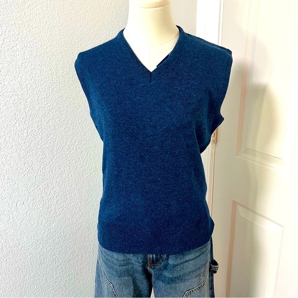 Vintage NWT Puritan Sleeveless Sweater Vest Men's Small Blue Grandpa Grunge USA - Picture 4 of 11